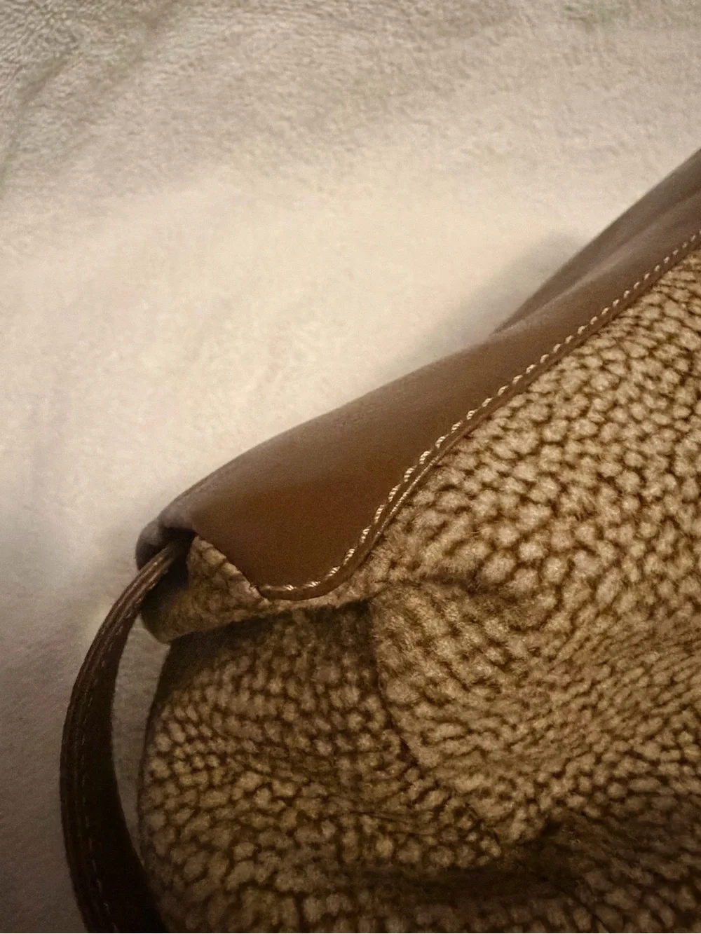 Borbonese Textured Brown Shoulder Bag with Adjustable Strap